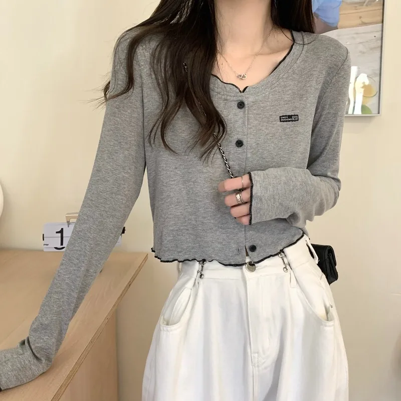 

Long Sleeve T-Shirts Womens Casual Mesh Tops Slim Fit Comfortable Spring Daily Elegant Feminine Versatile Stylish Korean Office