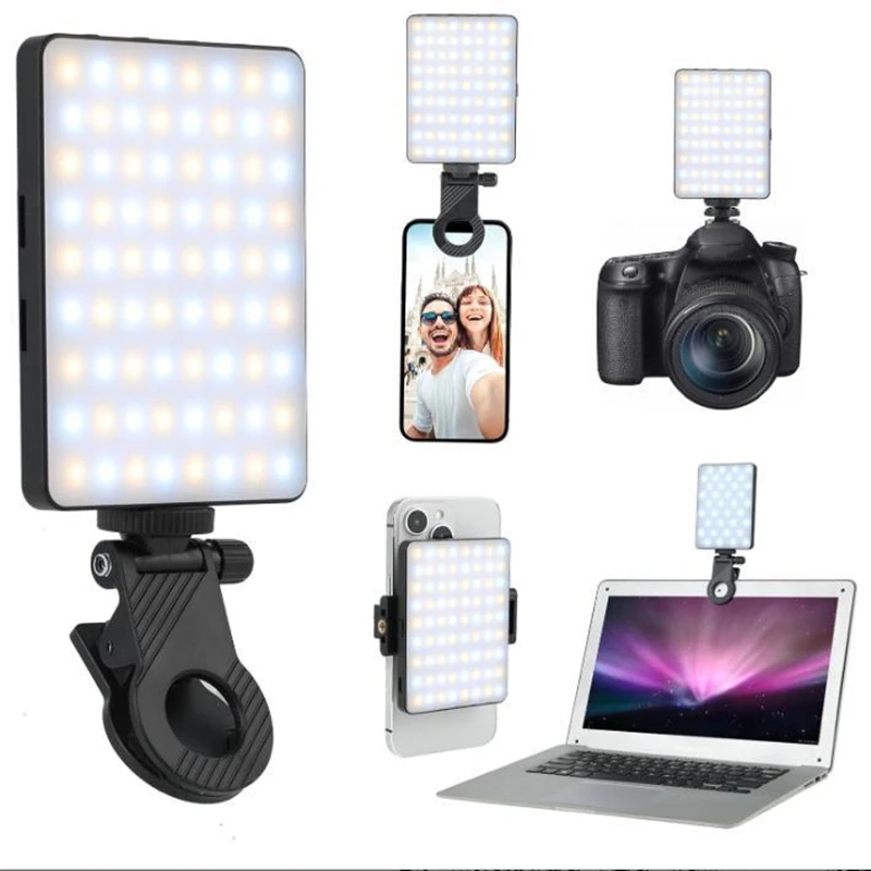 Pocket LED Selfie Light 3 Modes Adjustable Live Broadcast Video Conference Fill Lamp Clip On For Mobile Phone Make Up Fill Light