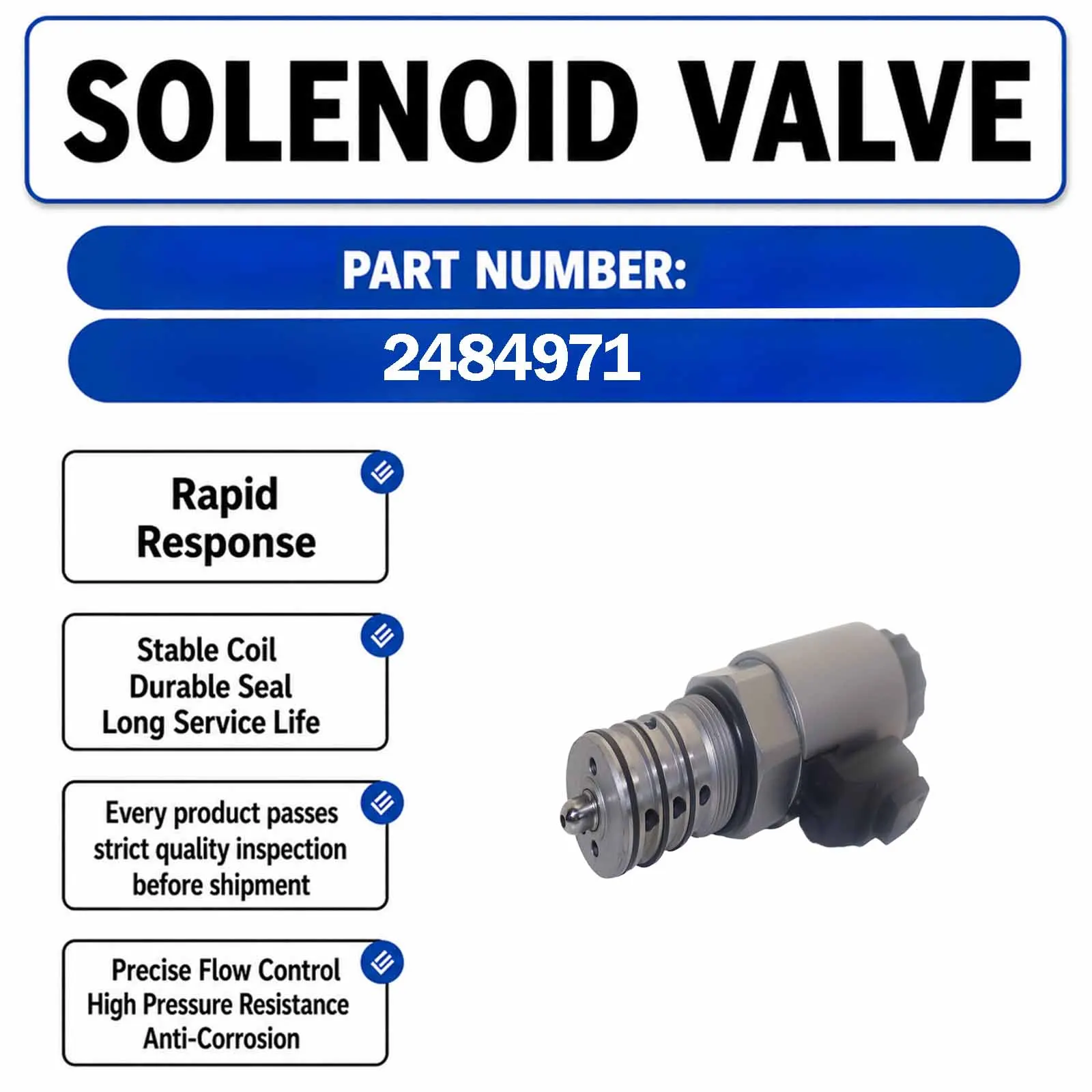 2484971 12V Solenoid Valve For Volvo Excavator E305 E305.5 E306E E307E E308E