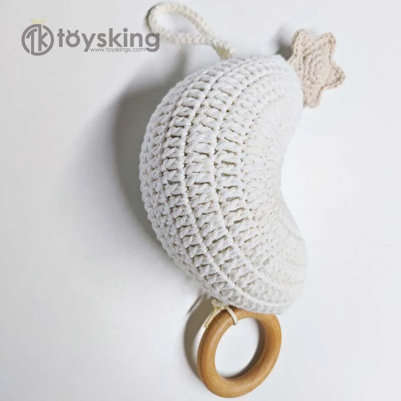 Handmade Crochet Moon Musical Box Baby Crib Hanging Toy Gentle Baby Sensory Toy Perfect For Infant Nursery Room Daily Play Time