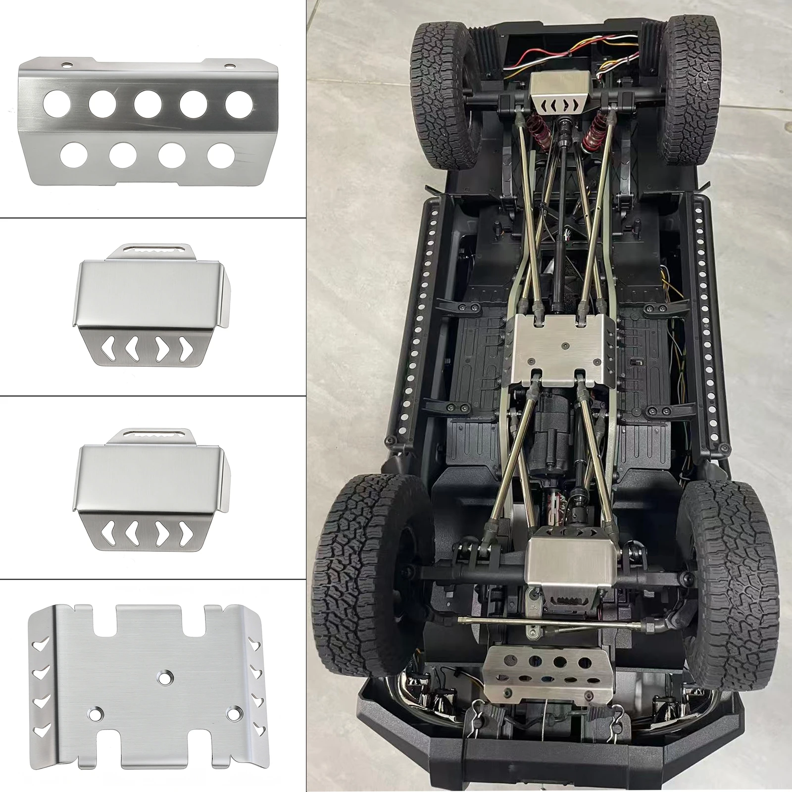 Edelstahl-Chassis-Panzerung Achsschutz Unterfahrschutz für 1/10 Maßstab RC Elektroautos - RGT EX86160 LAND COMMANDER LC79