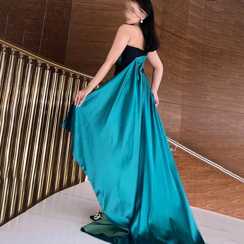 Jirocum Vintage Long Evening Dress Strapless Satin Sleeveless Women's Formal Party Gowns Tight Fit Ankle customized Prom Dresses