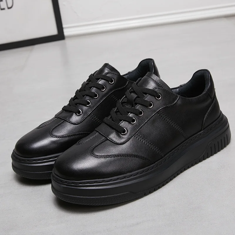 

Мужская обувь из натуральной кожи в стиле ретро, повседневная обувь из воловьей кожи, черная