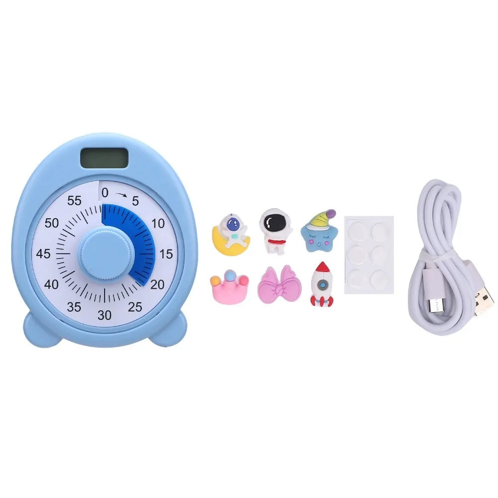60 Minutes Visual Countdown Timer Dual Screen Electronic Timing Mechanical Timing Device Magnetic Backplate Easy Install