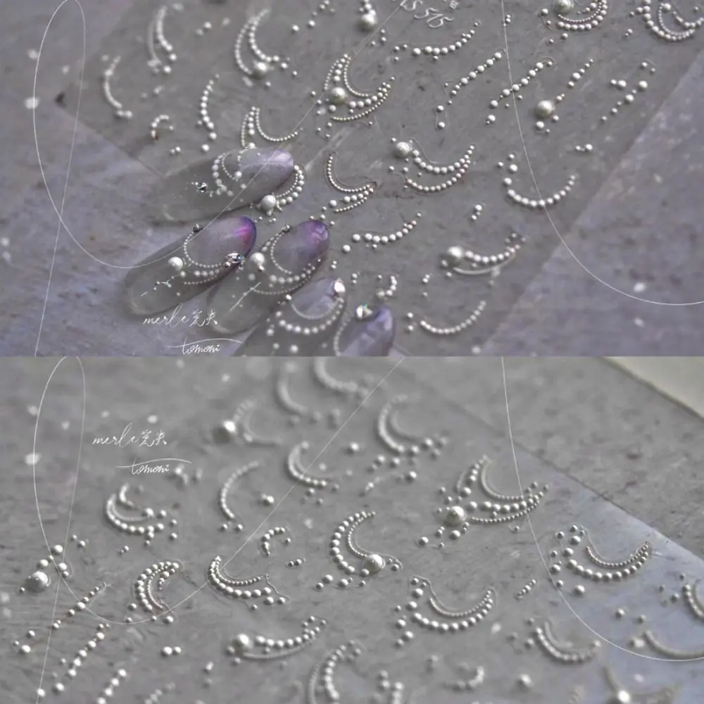 Nowe naklejki na paznokcie 3D z francuskimi tipami, perłowe linie, samoprzylepne slidery, ozdoby do paznokci, dekoracje DIY