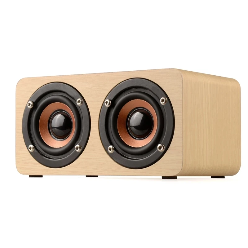 Portable Wooden Bluetooth Speaker HIFI Stereo Sound Handcrafted Retro Wireless Loudspeaker With MIC TF AUX Play Computer Column