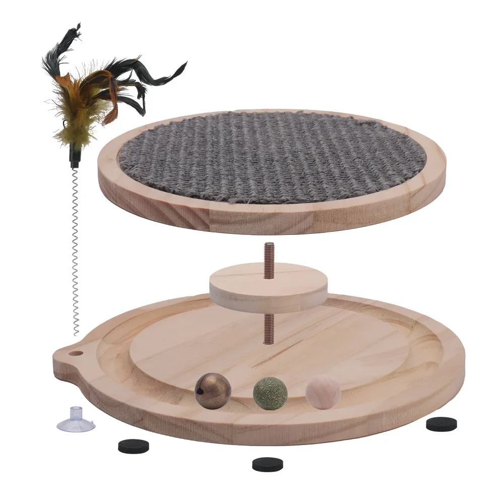 

Cat Scratcher Cat Natural Sisal Scratching Pad Kitten Interactive Toy with Ball Track Ball for Chasing Hunting Mental Physical