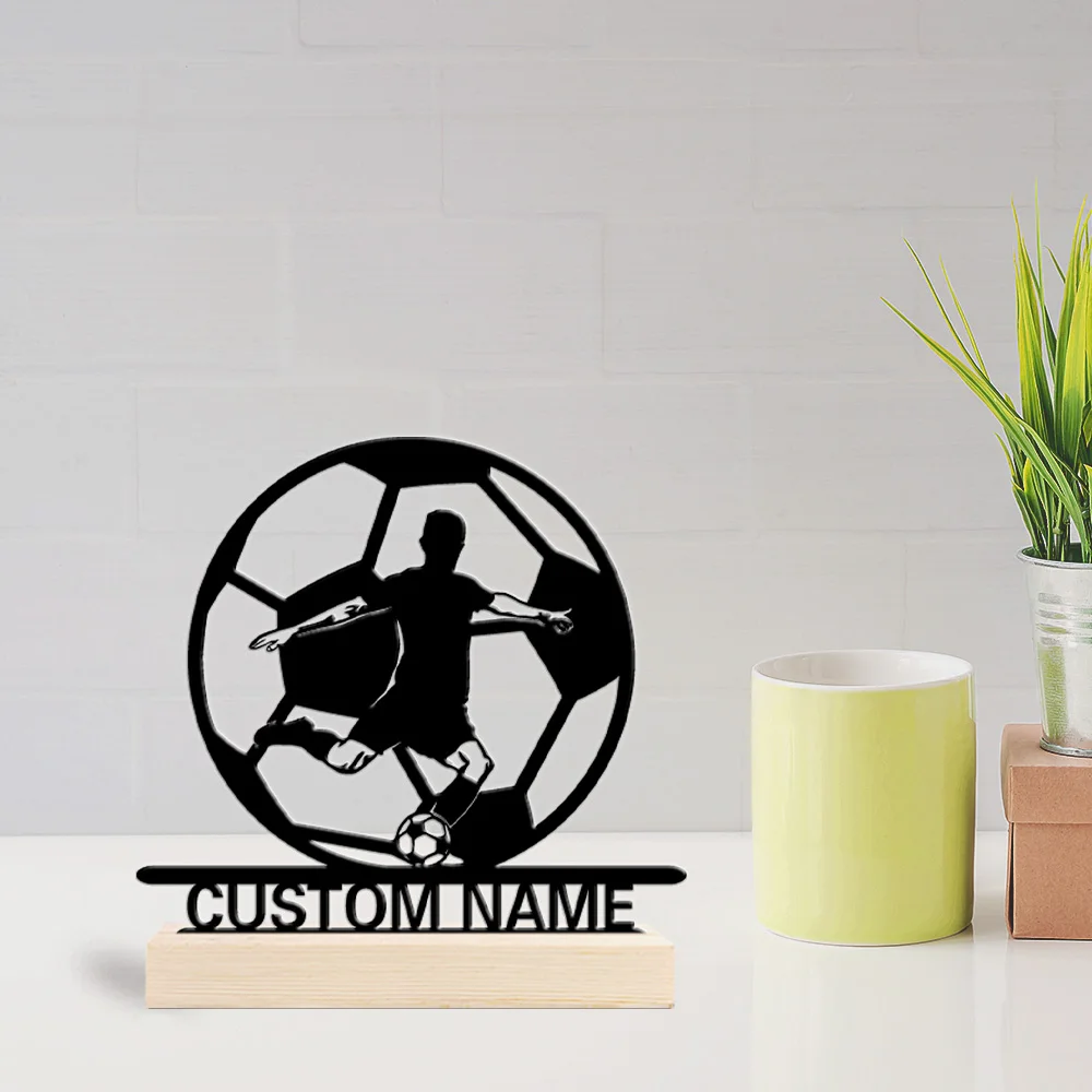 1pc Interesting Metal Desktop Decoration Custom Content With Wooden Base Office Decoration,Christmas and Housewarming Gifts