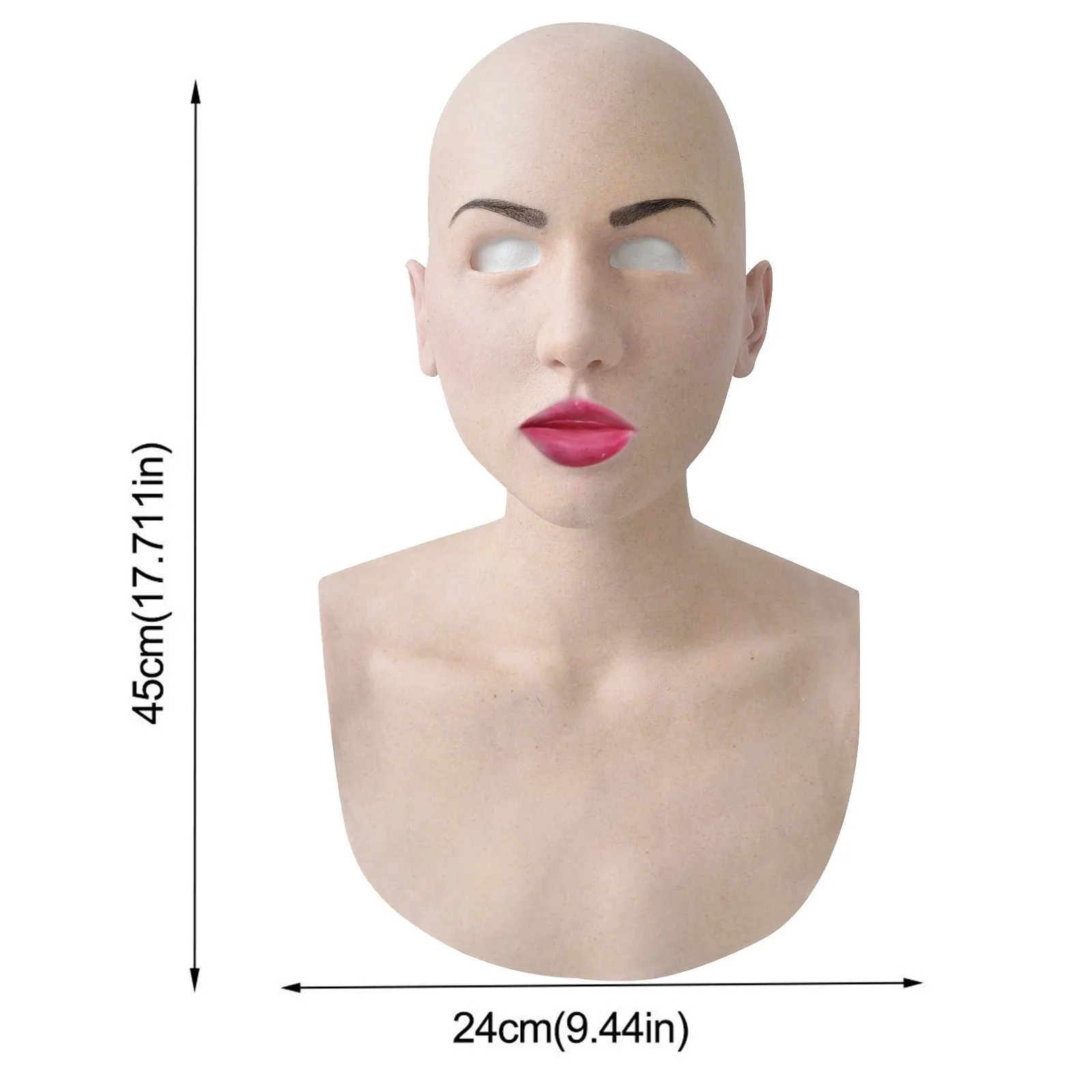 Realistic Woman Mask Bald Beauty Lady Headgear Latex Full Head Masquerade Halloween Party Cosplay Costume Props