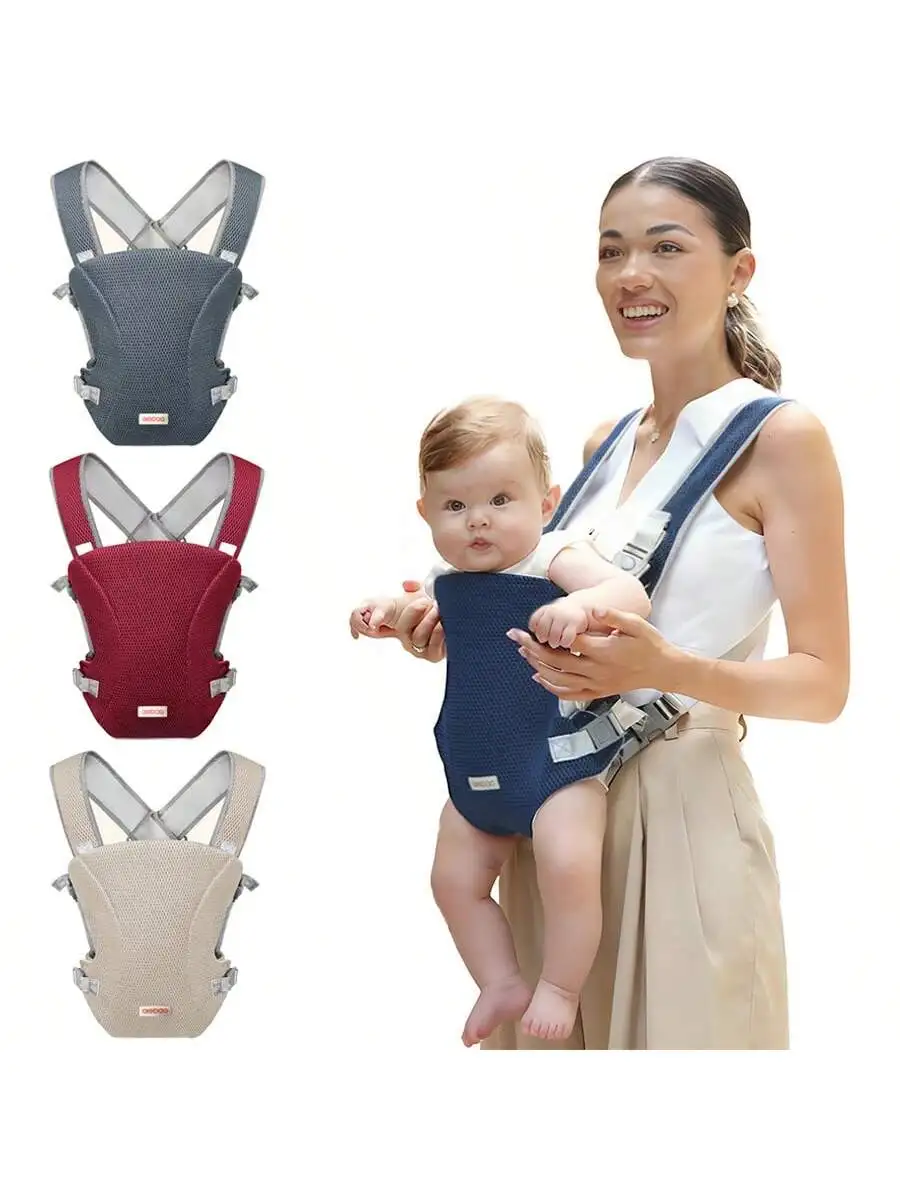 Baby Mesh Carrier, Front-Carrying Type - Horizontal Carry Waist Stool Carrier, Mesh Design for Better Ventilation, Cross-Back Design, Adjustable Shoulder Straps, Lightweight and Suitable for All Seasons - Multifunctional Front-Carry Dual-Use Baby Carrier for Outings, Suitable for Newborns to Toddlers