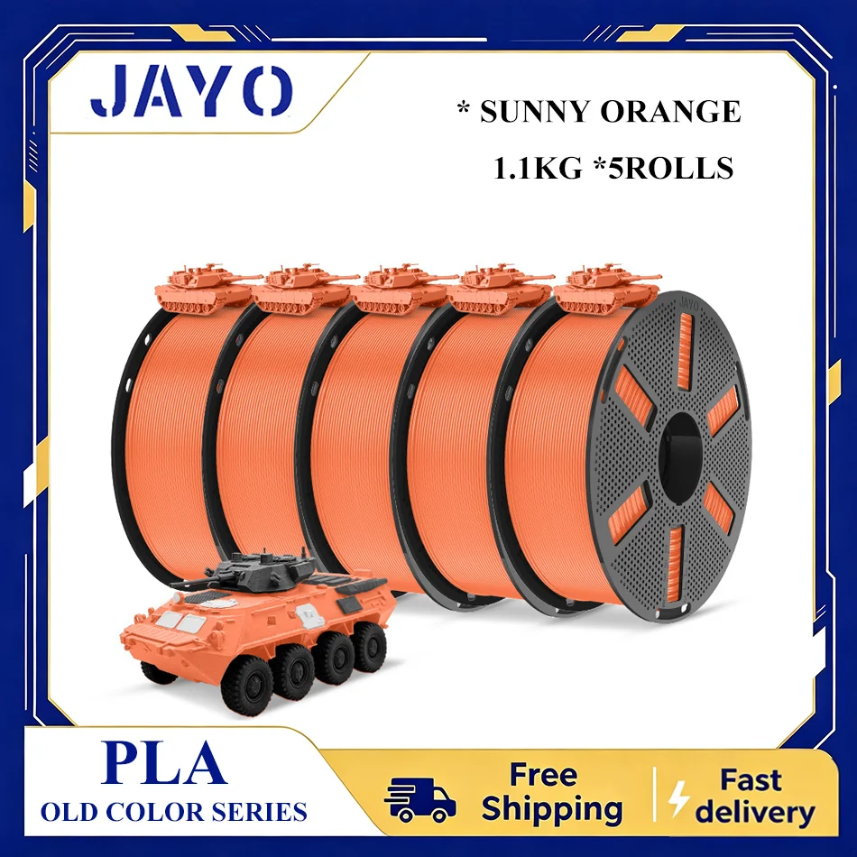JAYO PLA Filament 5 Rollen 3D-Drucker Filament PLA 1,75mm Passend für die meisten FDM 3D-Drucker Wiederverwendbare Spule mit 3D-Filament-Nachfüllungen 1,1KG/Rolle