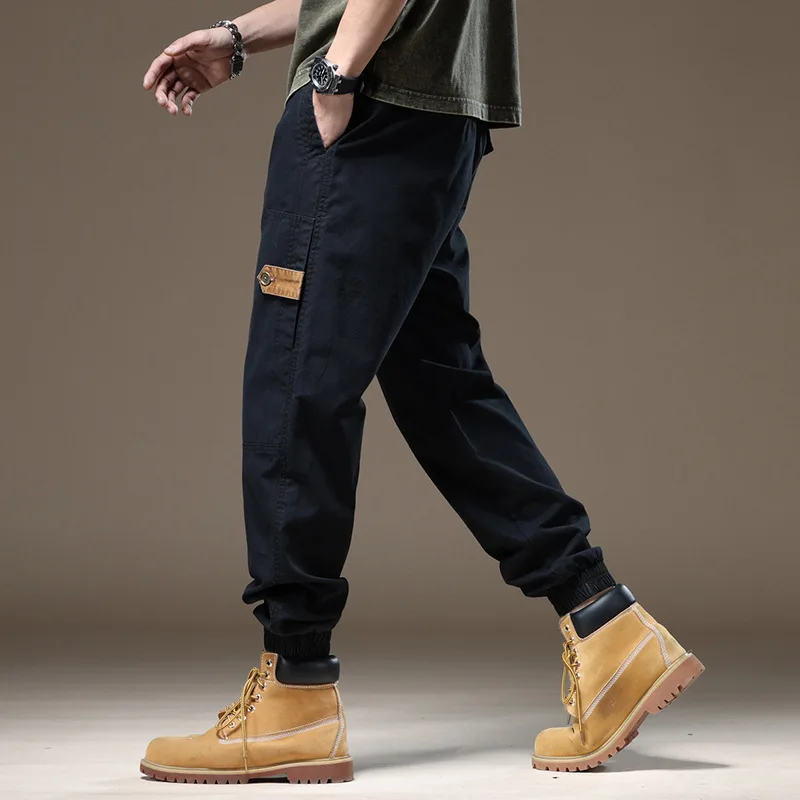 

2024 New American Retro Workwear Casual Pants Men's Summer Street Trend Ankle-Tied Sports Ninth Pants