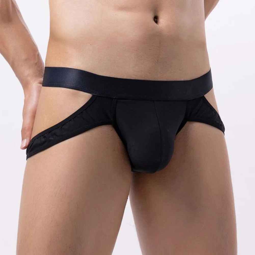 Breathable Quick Dry Mens Thong Underpants with Pouch Color Matching Soft Fabric Suitable for Fitness and Daily