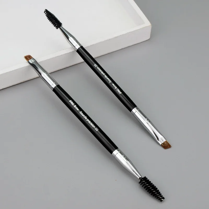 High Quality #20 Pro Double Head Angled Precision Eyebrow Brush Mascara Eyelash Makeup Brush Cosmetic Tool