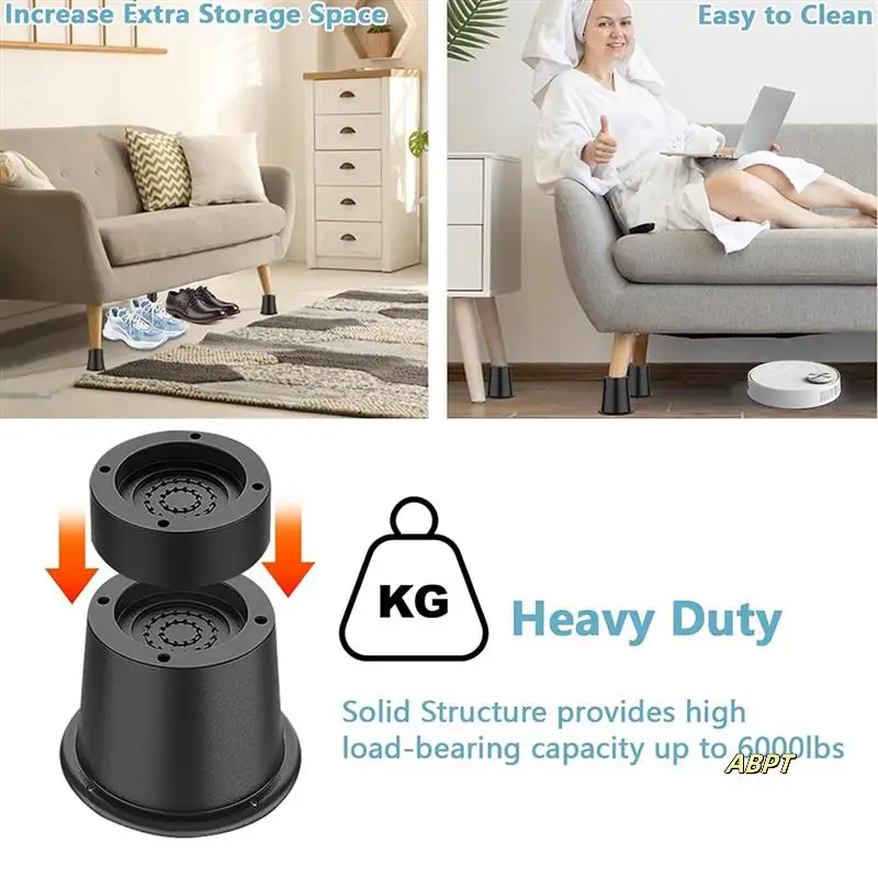 3 Inch Bed Risers Heavy Duty Furniture Riser, Bed Lifts Risers, Bed Elevator Supports Up To 6,000 Lbs 8 Pack