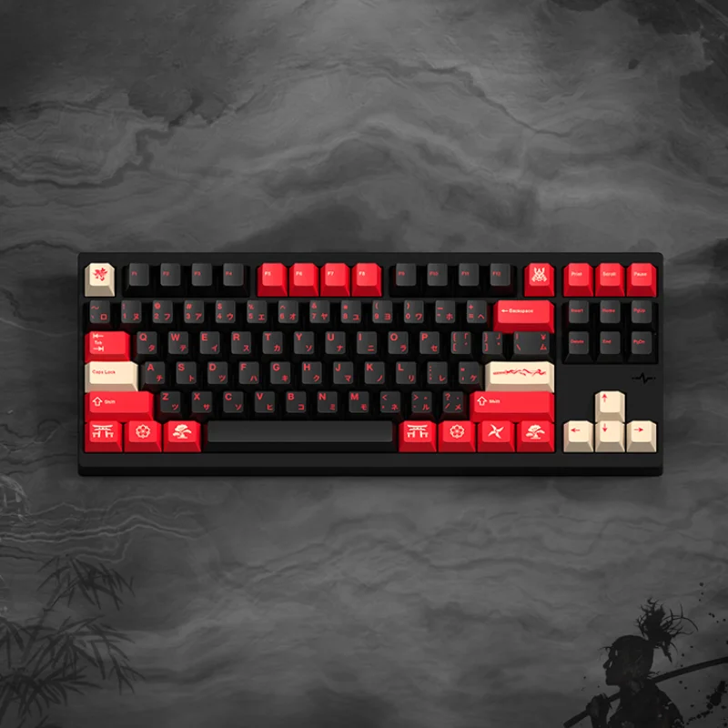 MiFuny Red Warrior Theme Keycap 134 Keys Cherry Profile Keycap PBT Key Caps for Crush80/GX87/Wooting Mechanical Keyboard Keycaps