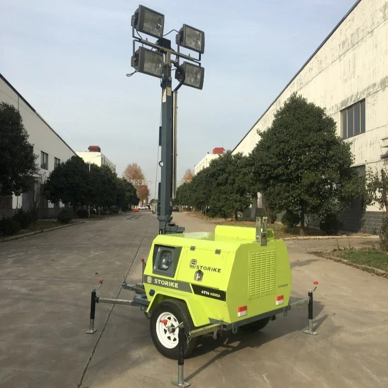 YG 7M Hand Lift 1000W*4 Mobile Light Tower LED For Basketball Soccer Playground With Diesel Generator For Sale