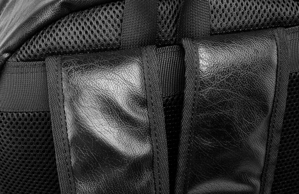 Modischer Rucksack mit Streifenmuster für Herren, große Kapazität, Reisetasche mit USB-Anschluss, Herrenrucksäcke, weicher Rucksack aus PU-Leder, Schulrucksack für männliche Studenten. – Detail 18