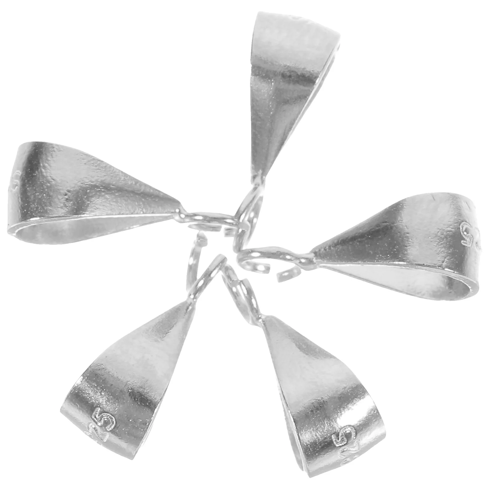 

5 Pcs Pendant Clasp Necklace Pinch Clip Pendants Sterling Silver for Closures Round Beads Jewelry Clasps Connectors