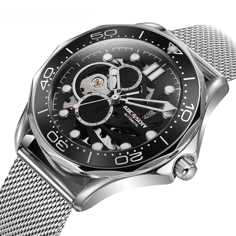 

AOCASDIY brand watch fully automatic mechanical watch fashion trend hollow luminous waterproof men's watch