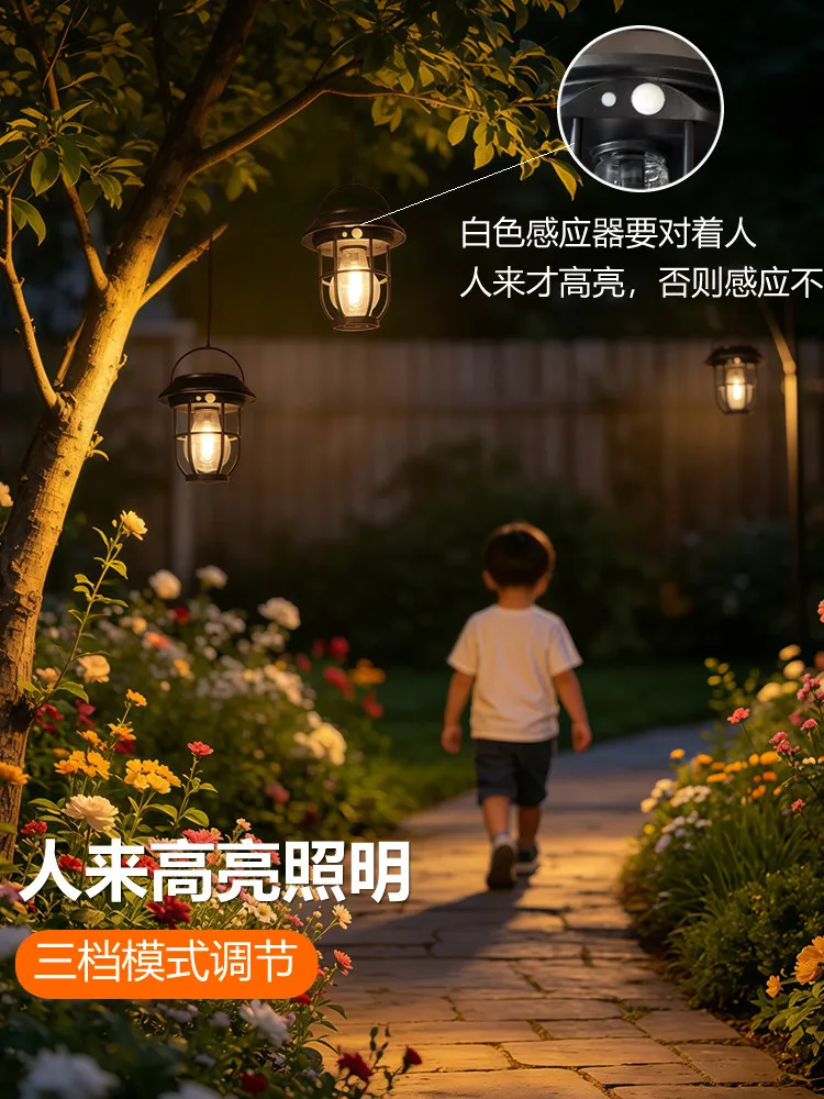 New Solar Night Light Garden Balcony Atmosphere Vintage Tree Hanging Chandelier Terrace Decoration Fast Delivery