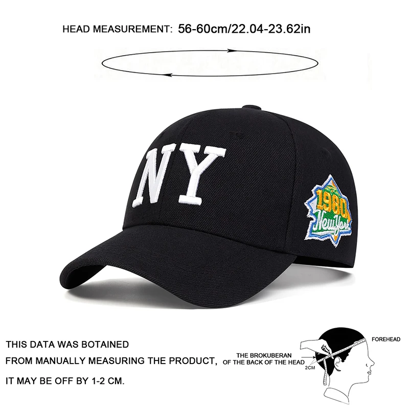 Unisex NY Letter Embroidery Baseball Caps Spring Autumn Outdoor Adjustable Casual Hats Sunscreen Hat