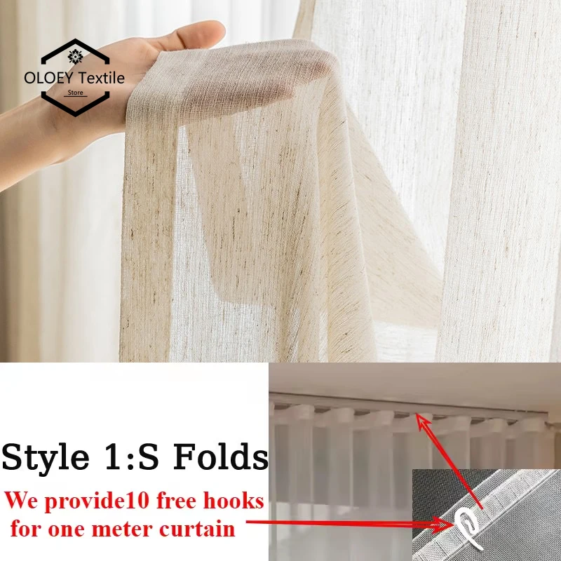 

S Складные волнистые белые тюлевые льняные прозрачные шторы для гостиной, столовой, спальни, толстая пряжа, декор для окна, свадебный современный элегантный первый문커텐