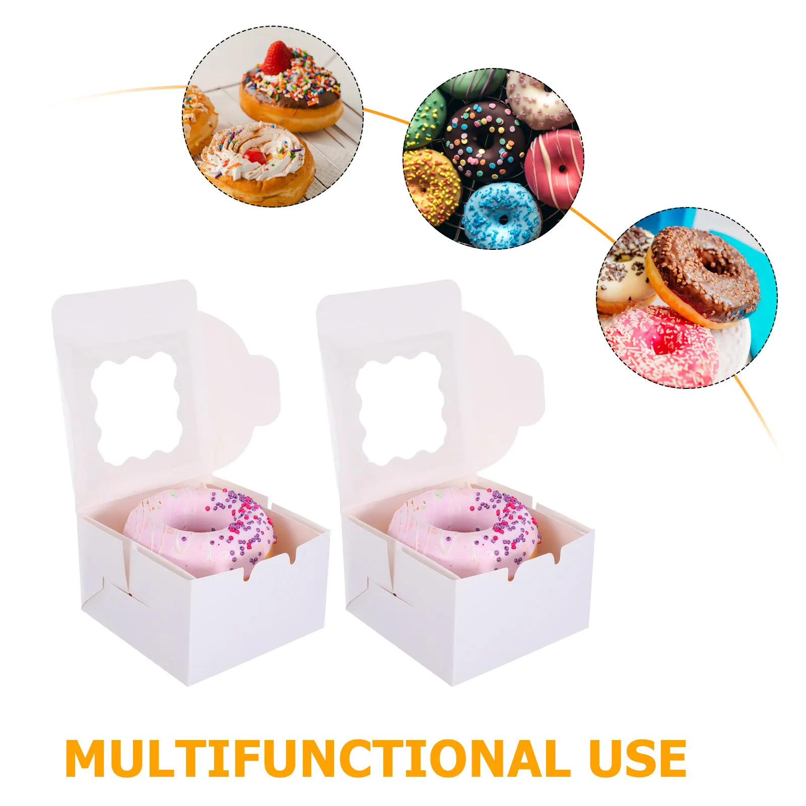 20pcs White Paper Cookie Boxes with Transparent Window for Macarons, Donuts, Cupcakes & Pastries – Easy Assembly