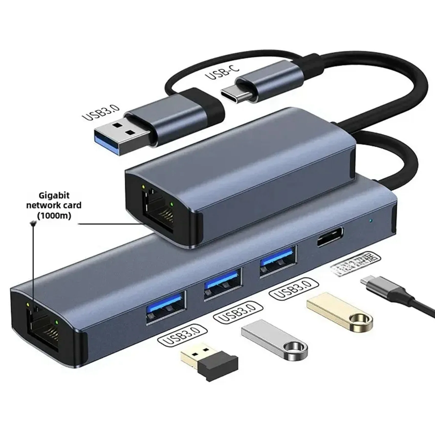 Efficient 2X USB C HUB USB-A Multiport Adapter Type C USB 3.0 Data Transfer Gigabit Ethernet RJ45 Docking Station For Pr