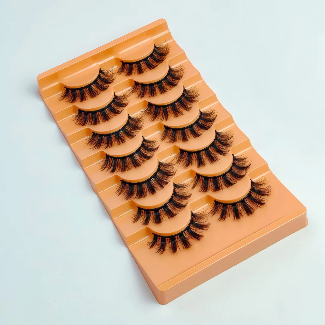 7 Pairs Dense Dramatic False Eyelashes, Create Natural Fluffy Messy Charming Look, High Curl Lashes 16-18mm Length, Made Of 3D F