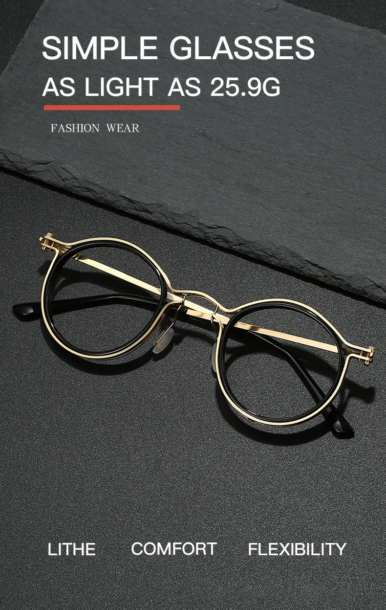 Vintage Lesebrille Anti Blaues Licht Gläser Männer Luxus Runde Rahmen Presbyopie Brille Klare Linse Männer Frauen Metall Gläser – Detail 1