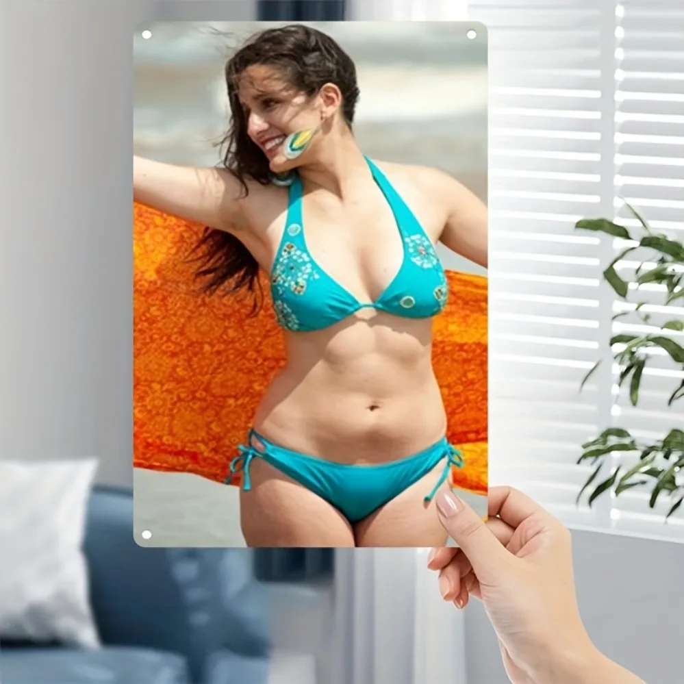 

Turquoise Bikini Metal Wall Art Sign - Mexican Flag Design, Iron Painted Poster for Home, Bar, Cafe, Beach House Decor.