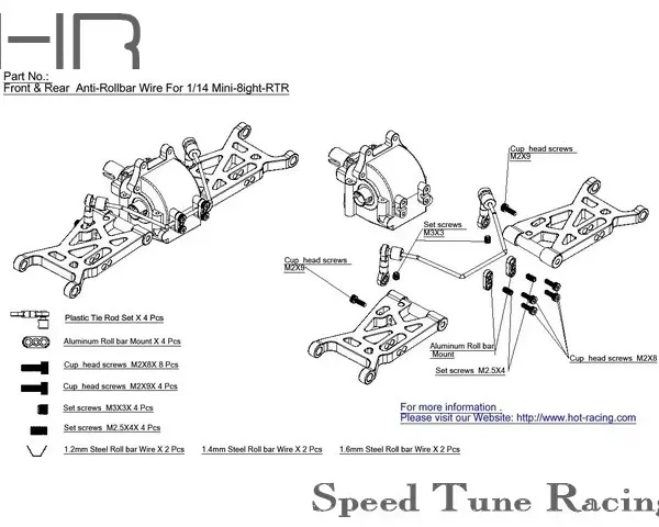 Hot Racing Optional Anti Roll Bar Kit for Losi 1:14 Mini 8eight