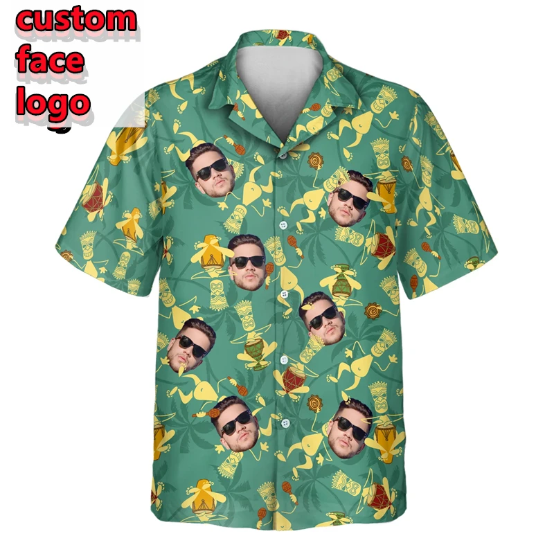 

Пивные рубашки с фотографией лица на заказ для мужской одежды, Гавайская пляжная рубашка с 3D принтом Y2k, винтажная одежда, блузка с коротким рукавом