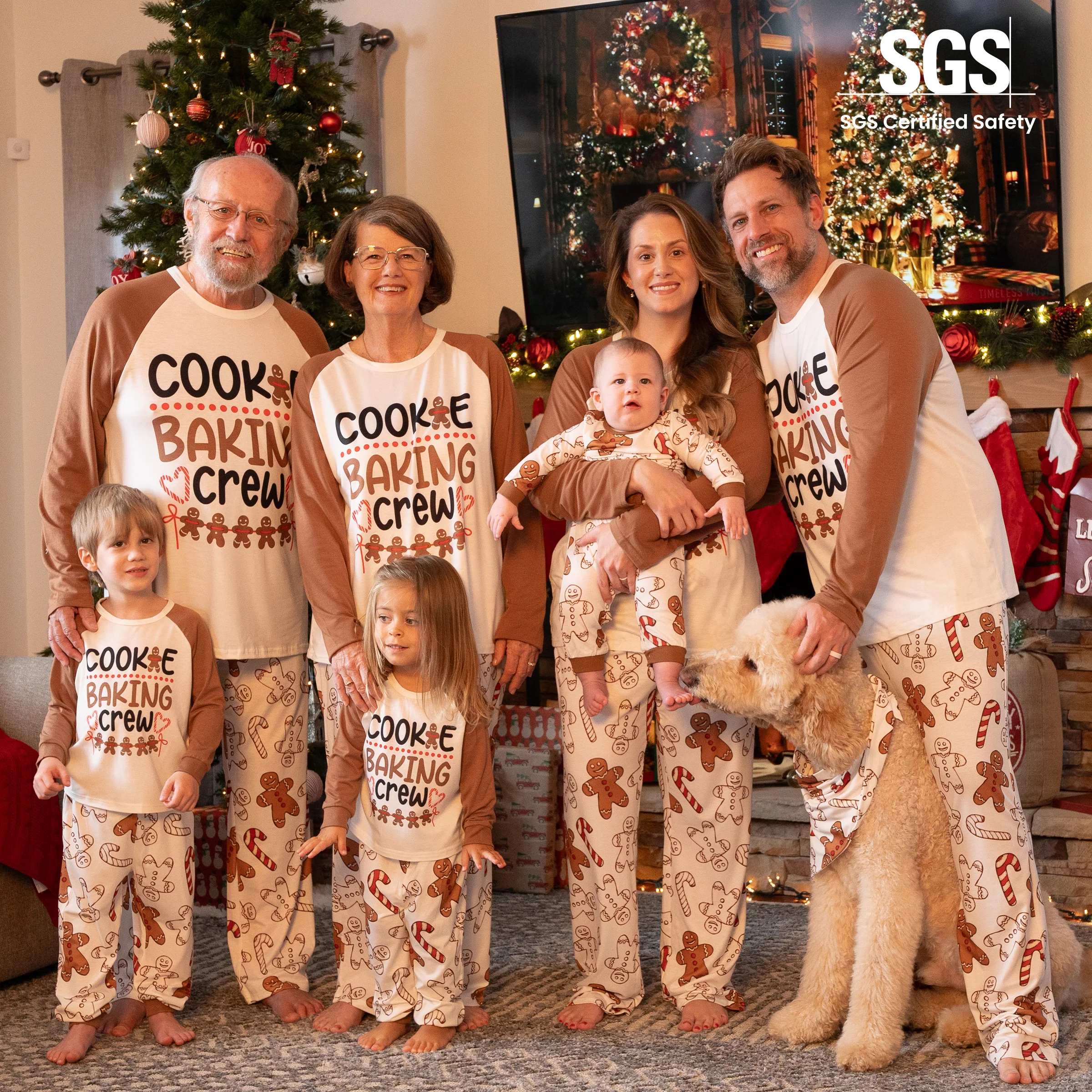

PatPat Christmas Family Matching Letter and Gingerbread Man Print Long-sleeve Pajamas Sets (SGS Certied Safety)