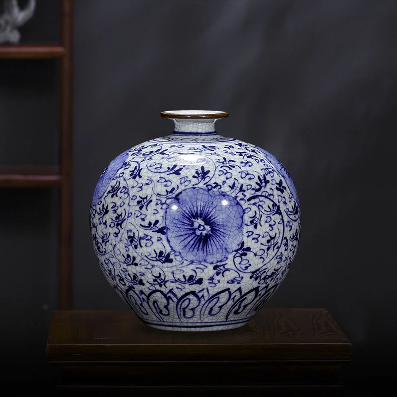 Ceramic Chinese Vases Pomegranate Hand-painted Table Vase Ornaments Blue and White Porcelain Vase Antique Living Room Decorative