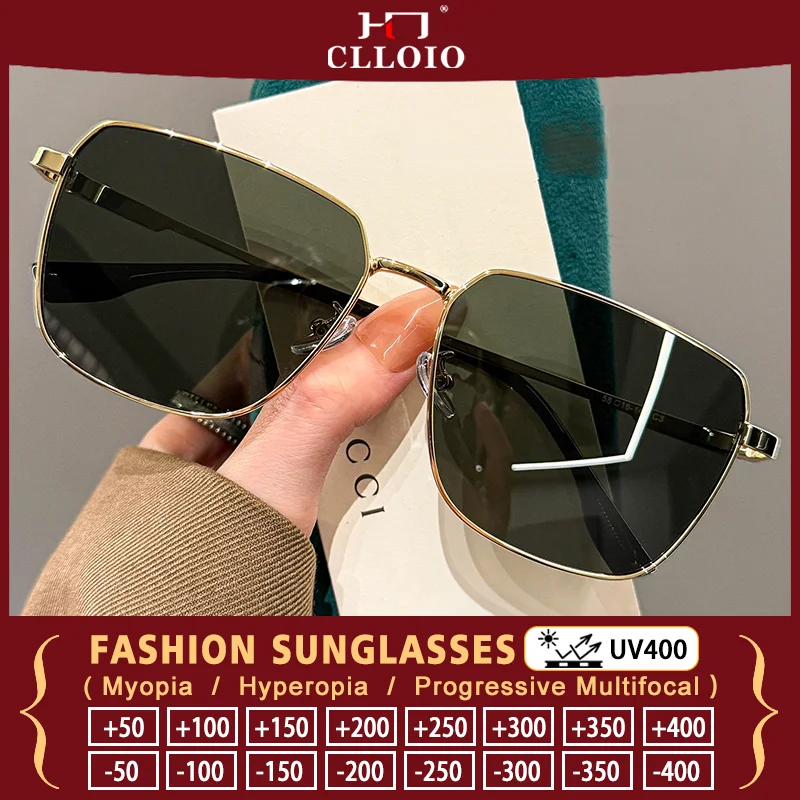 

CLLOIO Fashion Square Myopia Hyperopia Prescription Sunglasses For Men Women Outdoor Driving Shopping Party Holiday Daily Wear