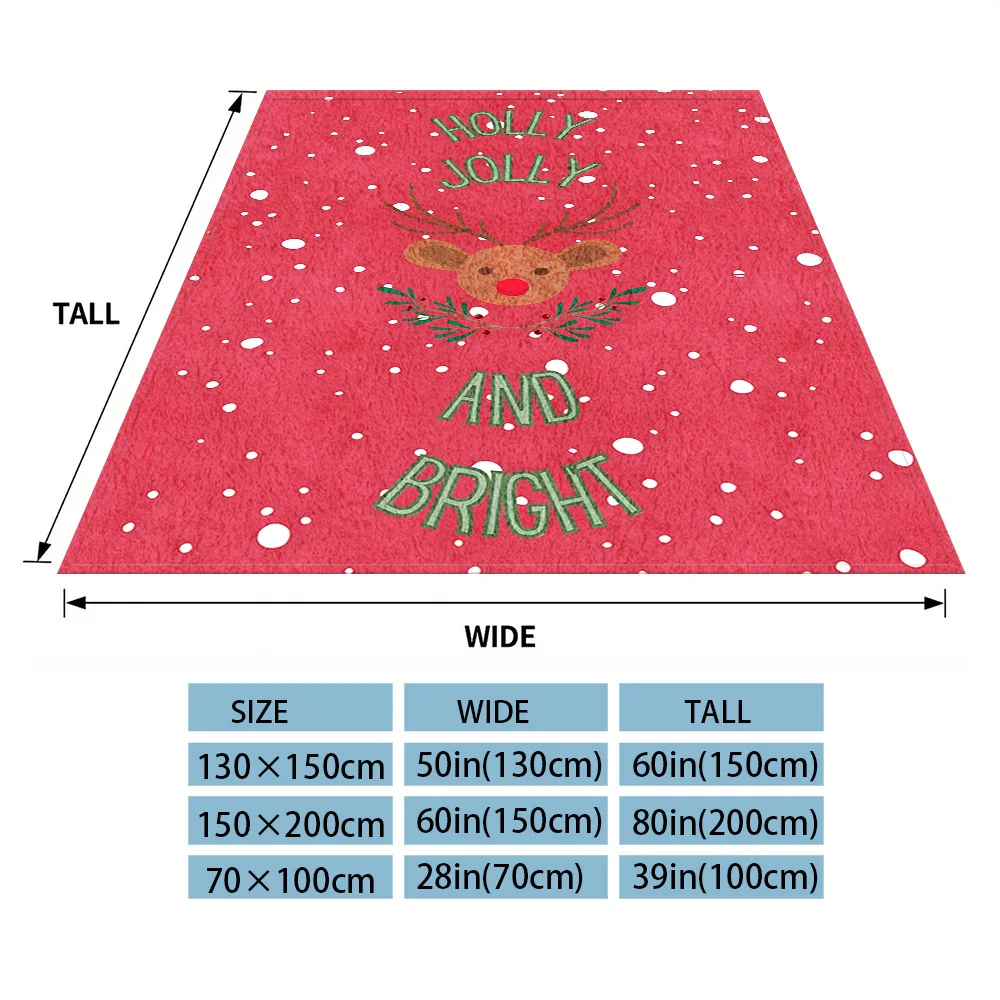 Xmas- Reindeer Flannel Luxury Blanket, Lightweight And Comfortable Woolen Blanket, Ultra-Fine Fiber