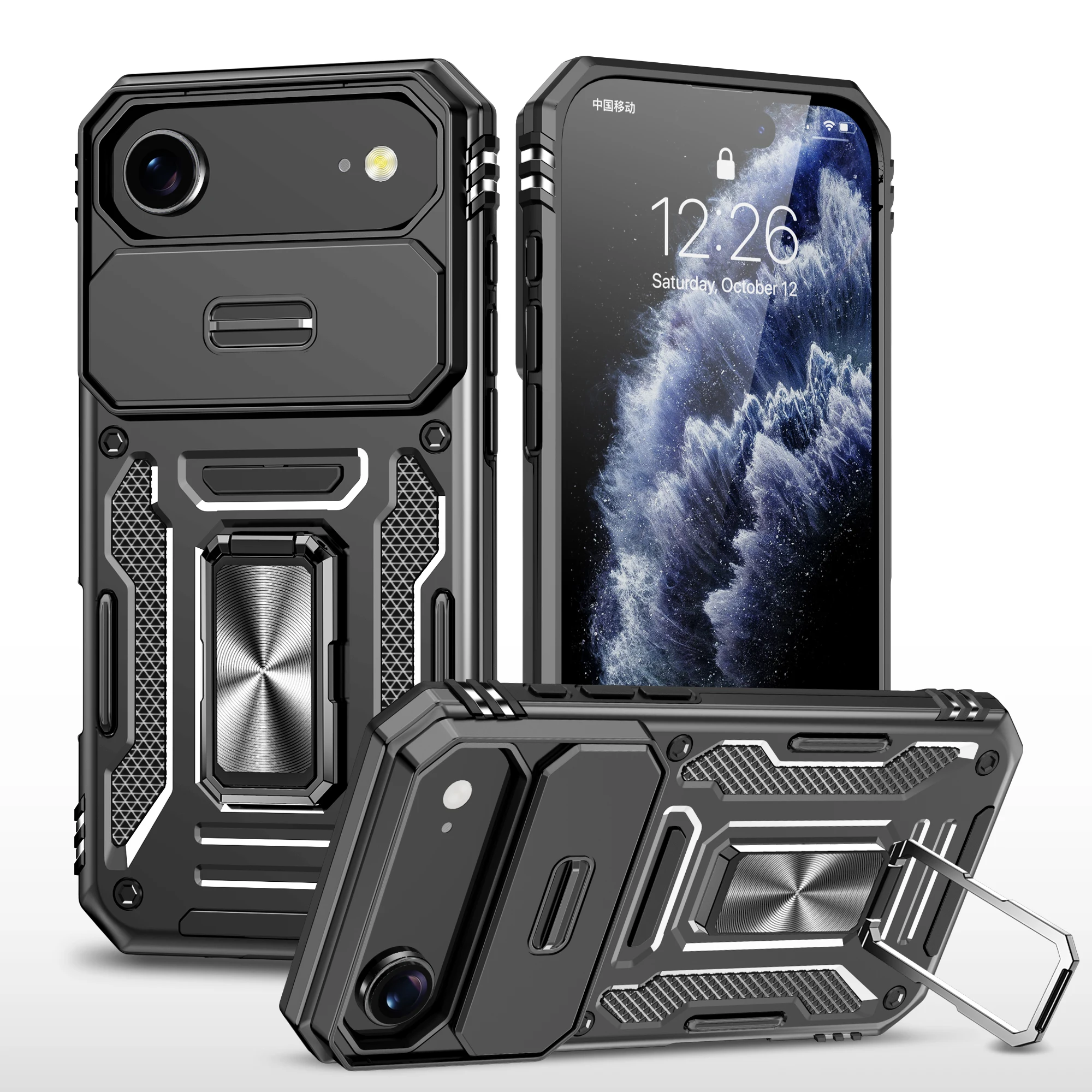 

Slide Lens Cover Hard Case for Iphone 17 Air Iphone17 16 Pro Max Plus Pro Iphone17 Iphone16 Stand Ring Cases