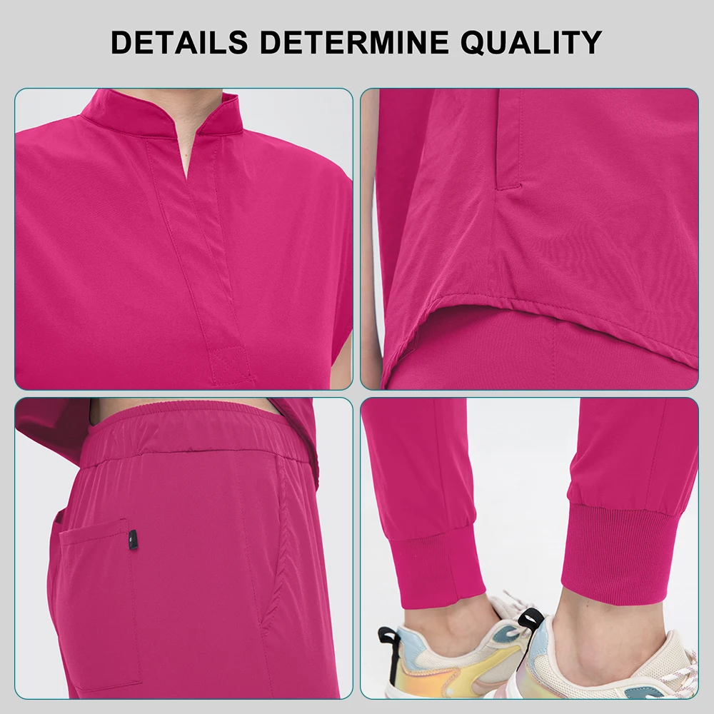 Großhandel Medizinisches Peeling-Set Spandex Stretch Krankenschwester Peeling Beauty Spa Uniform Gesundheitswesen Krankenpflege Apotheke Laborkittel Klinische Uniform