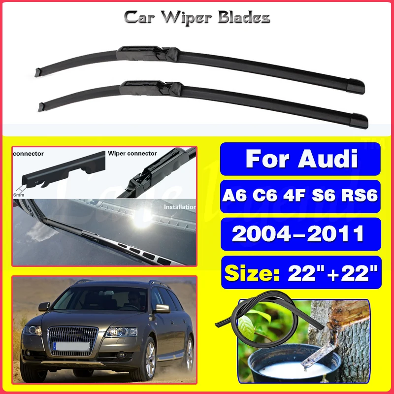 

Wiper Front Wiper Blades For Audi A6 C6 4F S6 RS6 2004-2011 2005 2006 2007 2008 2009 Windshield Windscreen Front Window 22"+22"