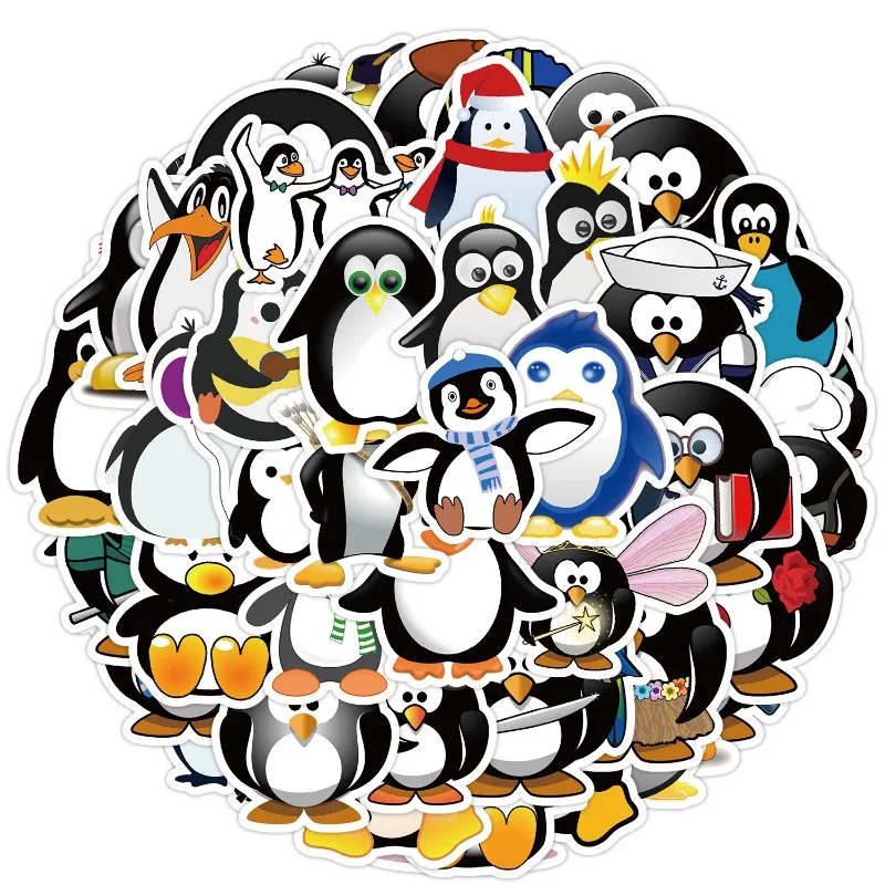 10/50Pcs Cartoon Cute Penguin Graffiti Stickers Water Cup Luggage Stationery Guitar PVC Waterproof Animal Decoration Toys Gifts