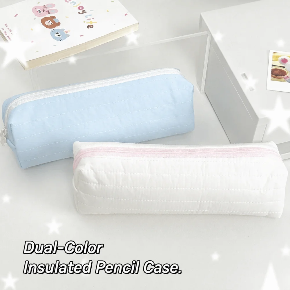 INS Cream Color Pencil Case Multi-functional Large-capacity Pen Bag Stationery Storage Bag Students Gift