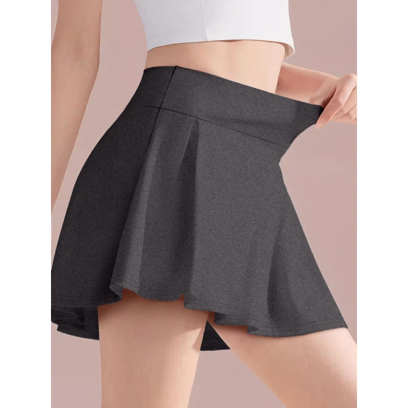 Falda de mujer Estilo deportivo Falda de seda de leche Falda plisada de color sólido versátil y cómoda Diseño de doble capa