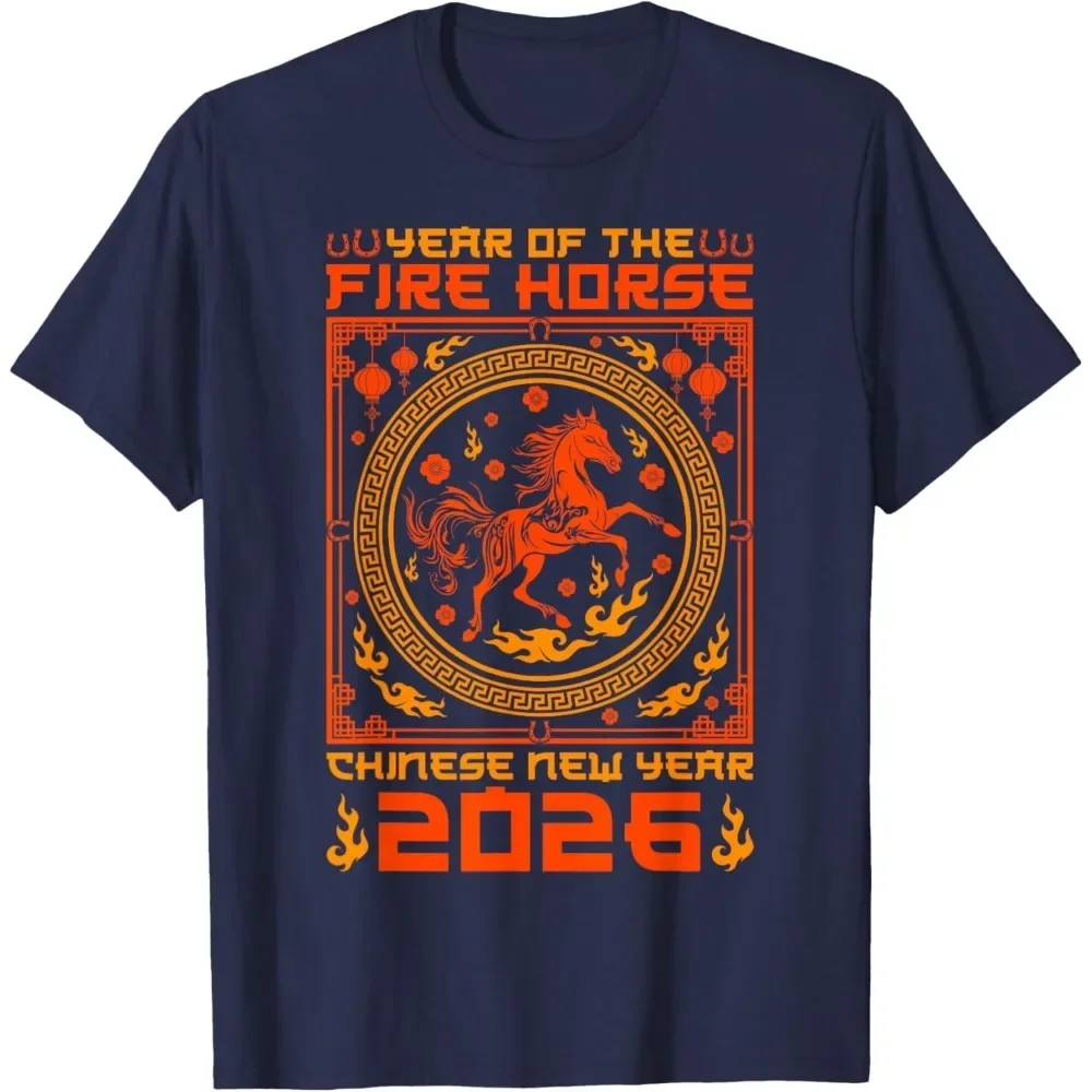 Year of The Fire Horse Printed T-shirt Tops Women Clothes Chinese New Year 2026 Decorations T-Shirt Unique Creative Sweatshirt