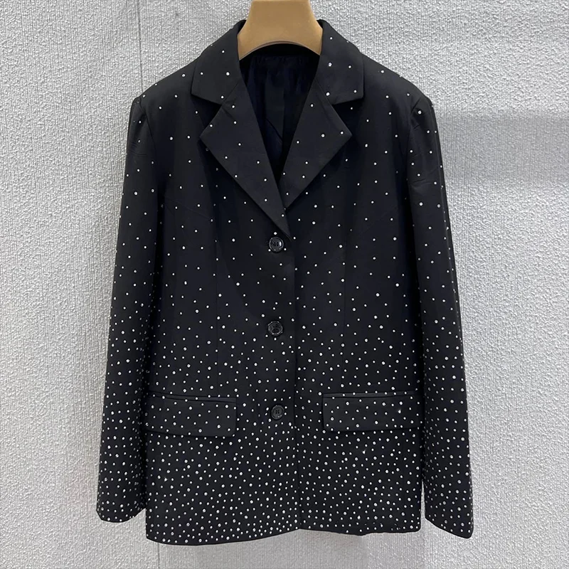 

Высококачественная женская деловая куртка, украшенная стразами, модное и модное офисное пальто 251102291