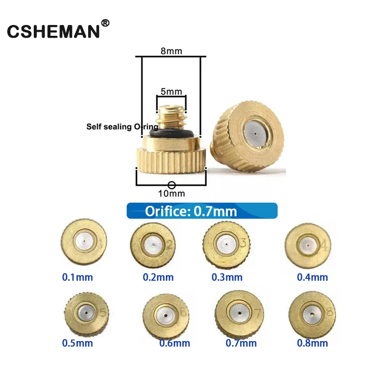 

10pcs Low pressure spray 3/16 brass small nozzle humidification atomization cooling nozzle garden fog system nozzle