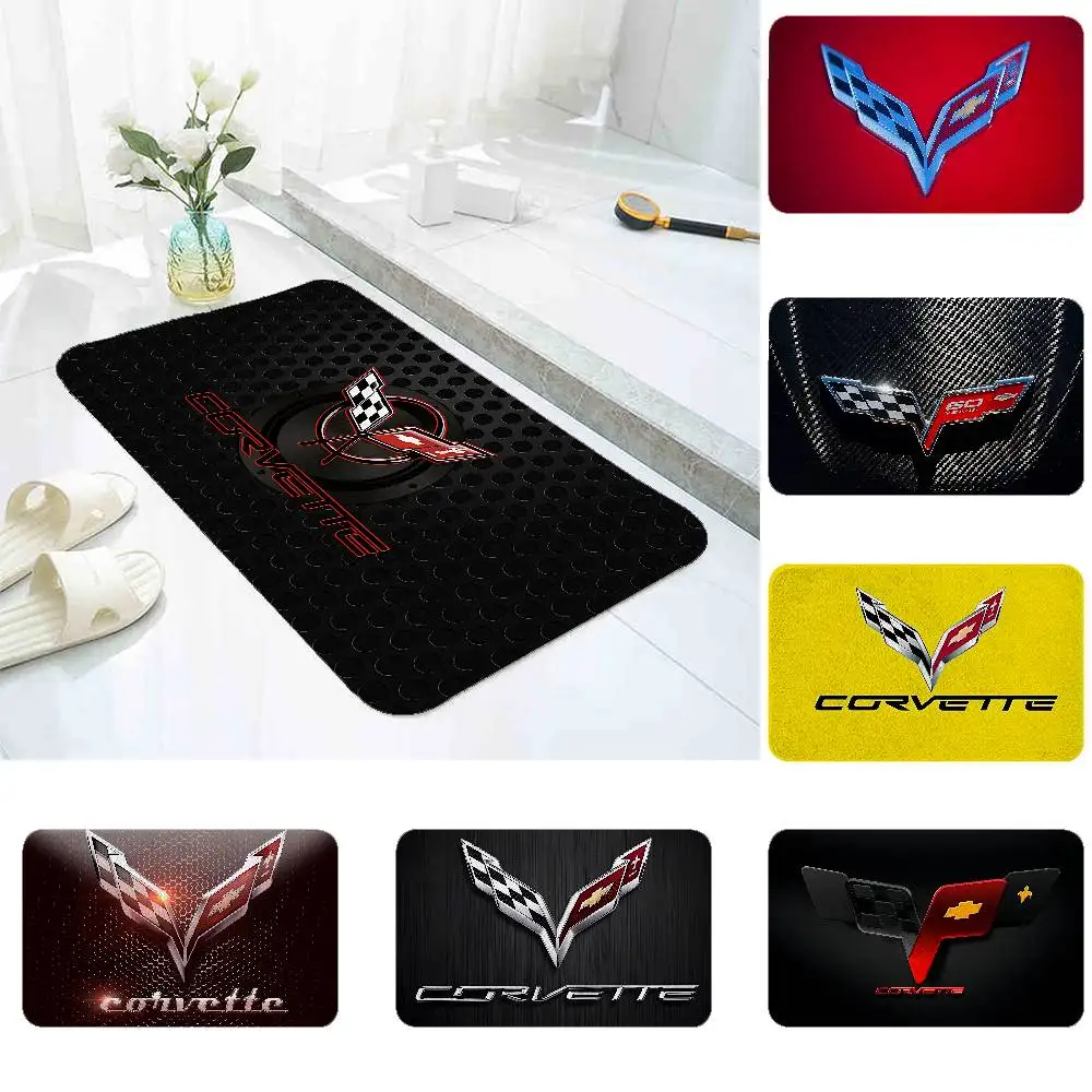 C-Corvette Racing Fußmatten, Heim-Wäsche-Teppich, Teppich für Wohnzimmer, Dekoration, Loungebereich, rutschfeste Fußmatte, Eingangstürmatte