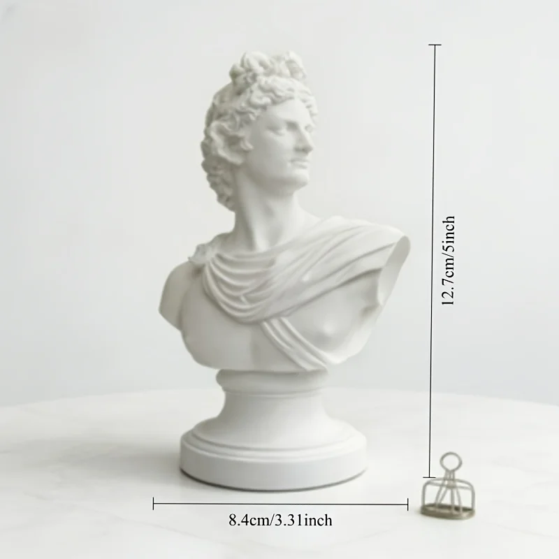 1Pc 3D Embossed Apollo Bust Statue, Greek Myth Sculpture, 3D Printed European Home Bookshelf Art Decor - view 3
