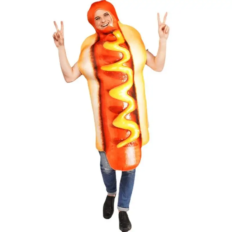 Funny loween Hot Dog Onesie Costume Stage Performance Suit Women's Autumn PU Material KTV Dr Code Comic Book Theme